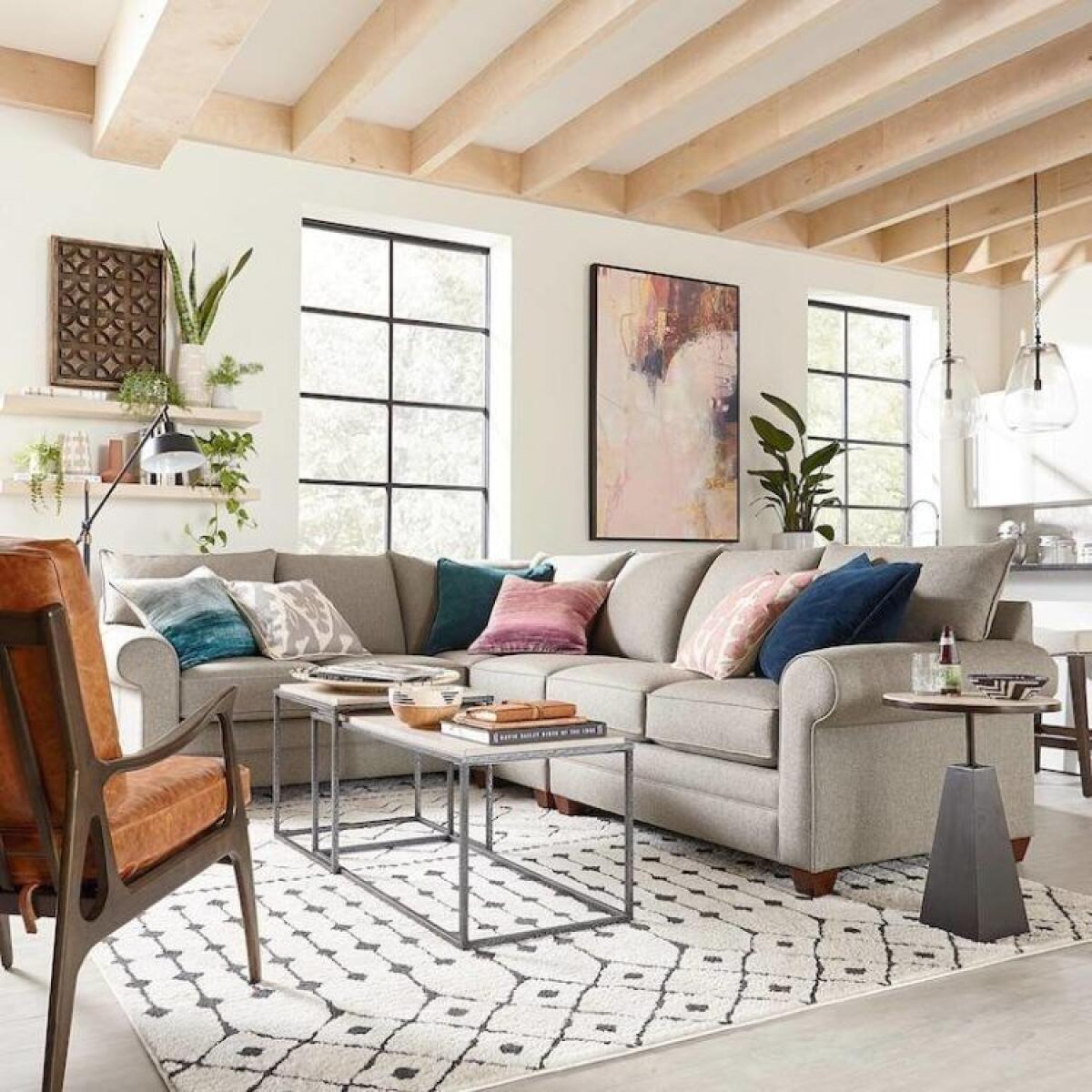 Alexander Roll Arm Large L Sectional Sectionals Bassett Furniture 6