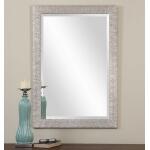 Porcius Antiqued Silver Textured Frame Wall Mirror