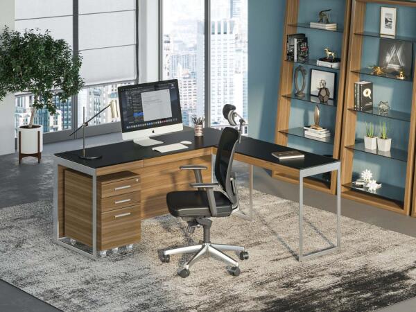 Laptop Desk Natural Walnut w/ Black Steel Legs 6102 - Image 4
