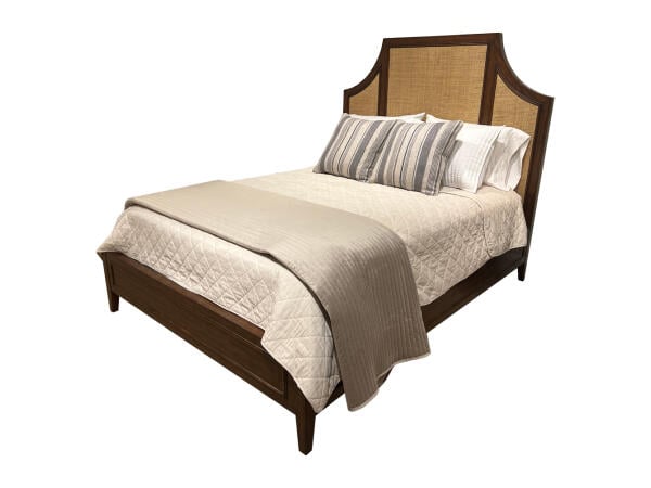 Cane Queen Bed With Bead Trim Panels Beds Oliver Home Furnishings