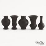 S/5 Mini Chinoise Vases-Matte Black