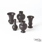 S/5 Mini Chinoise Vases-Matte Black - Image 2
