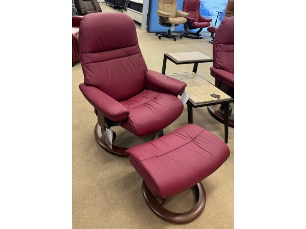 Ekornes Sunrise Medium Chair and Ottoman. Chairs