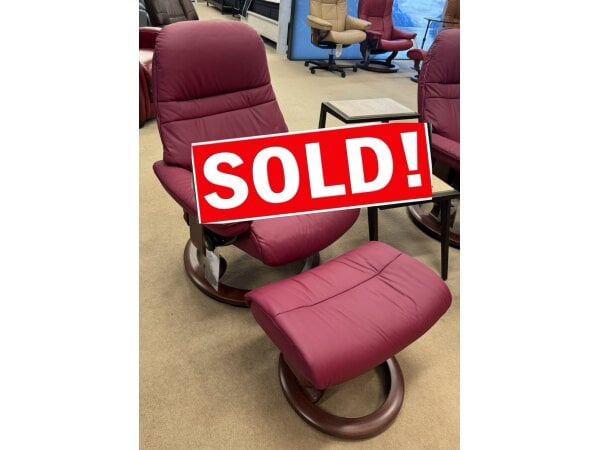 Ekornes Sunrise Medium Chair and Ottoman. Chairs