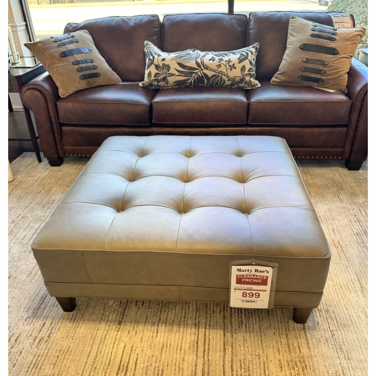Smith Brothers Leather Ottoman Clearance 2