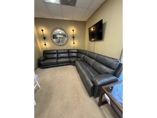 Man Wah Six Piece Leather Sectional Clearance