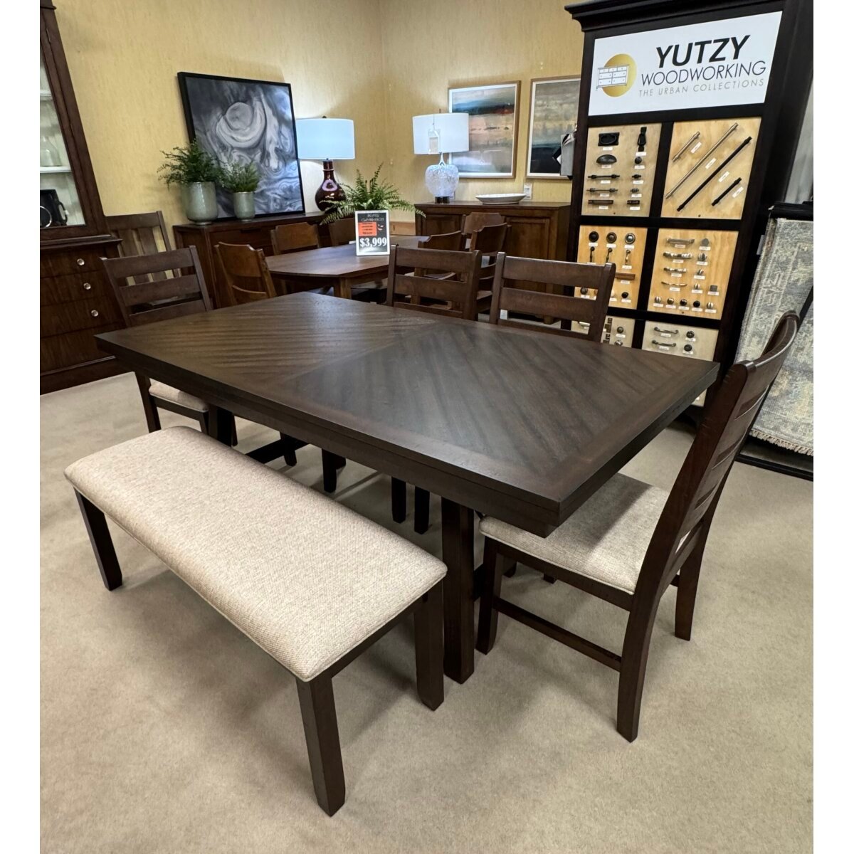 Elements Table, Bench, and Four Chairs Clearance 2
