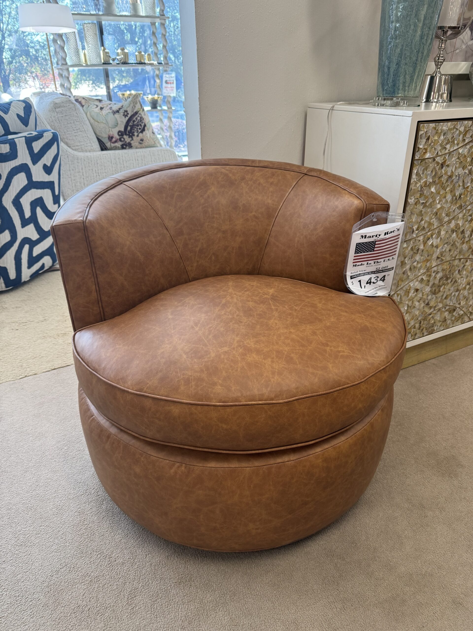 Craftmaster Leather Swivel Chair 🇺🇸 Inv.#16158