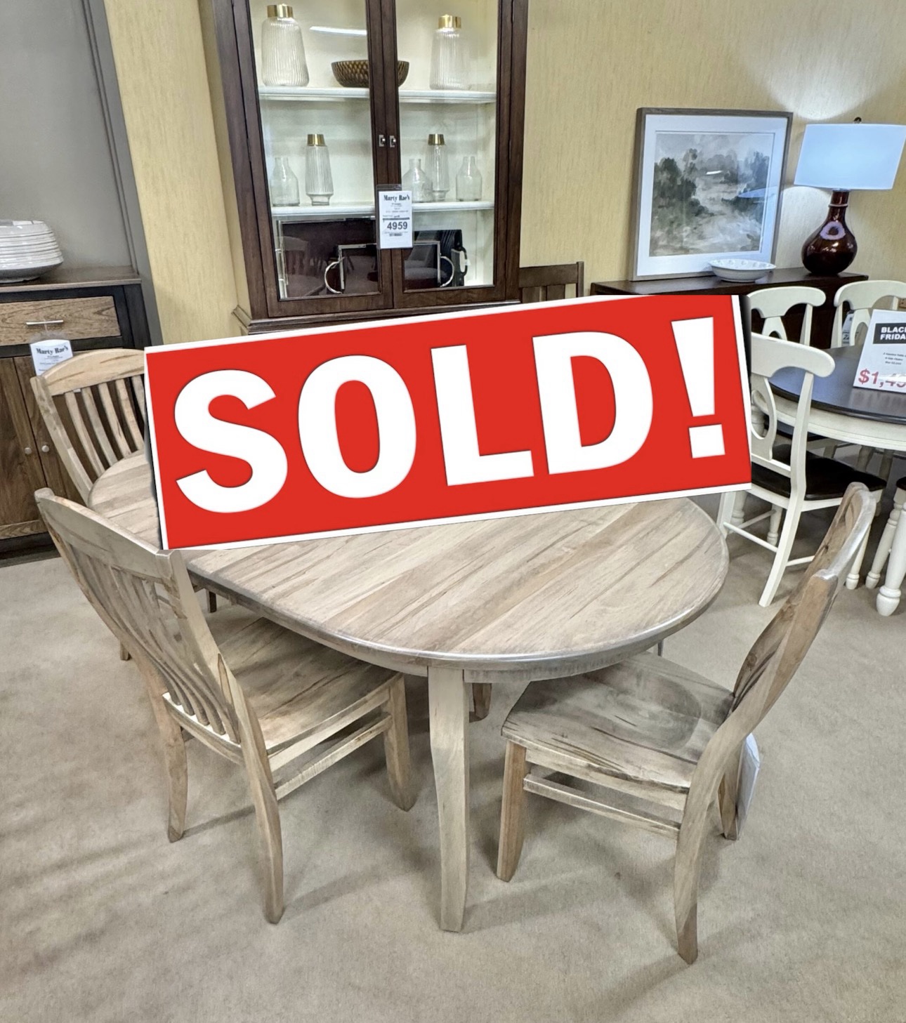 Mavin Solid Wormy Maple 42”x 66” Table And 4 Chairs 🇺🇸