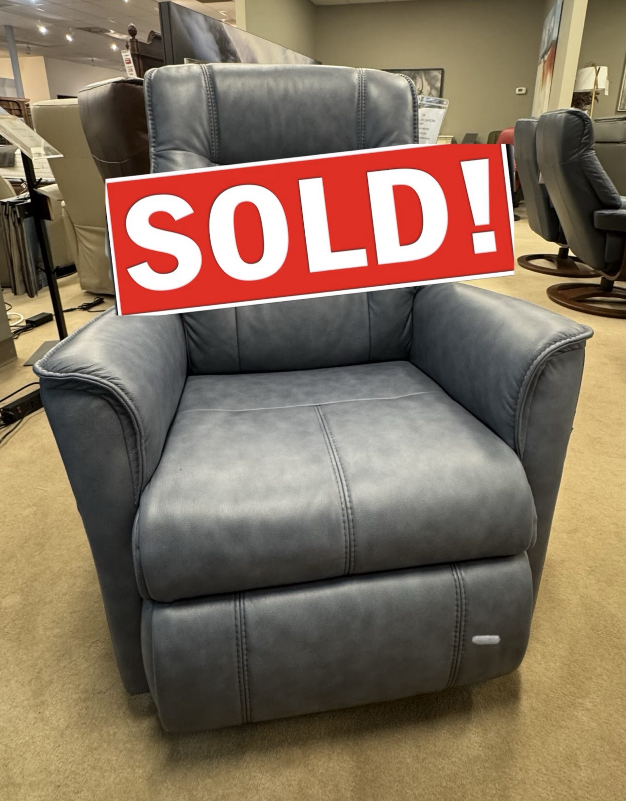 H2 Melody Power Leather Swivel Gliding Recliner  With Power Headrest (Large Size) Inv.#11196