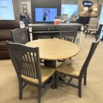 A American 42” Round Drop Leaf Table & 4 Chairs  Inv.#10695